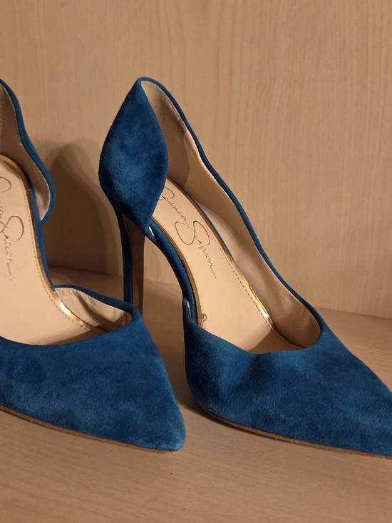 Jessica Simpson Shoes - Jessica Simpson Teal Blue Suede Pointed-Toe Stiletto Pumps